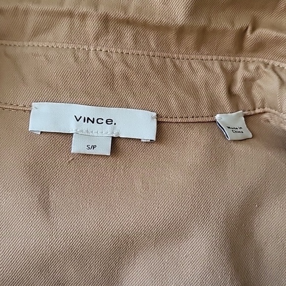 Vince Women's Twill Cotton Button Up Relaxed Shirt in Camel - Picture 8 of 9
